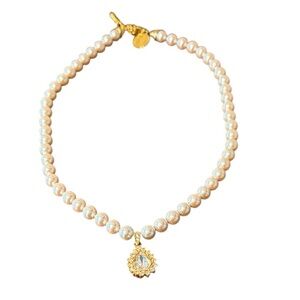 ANNE KLEIN Pendant Necklace Faux Peal‎ Rhinestones